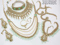 Ethnic Splendor Jewels Bridal Jewelry Set Mint Green Monzonite Heavy Bridal Set | Indian Wedding Jewelry