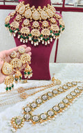 LV Bridal jewelry Exquisite Green Kundan Full Bridal Jewelry Set