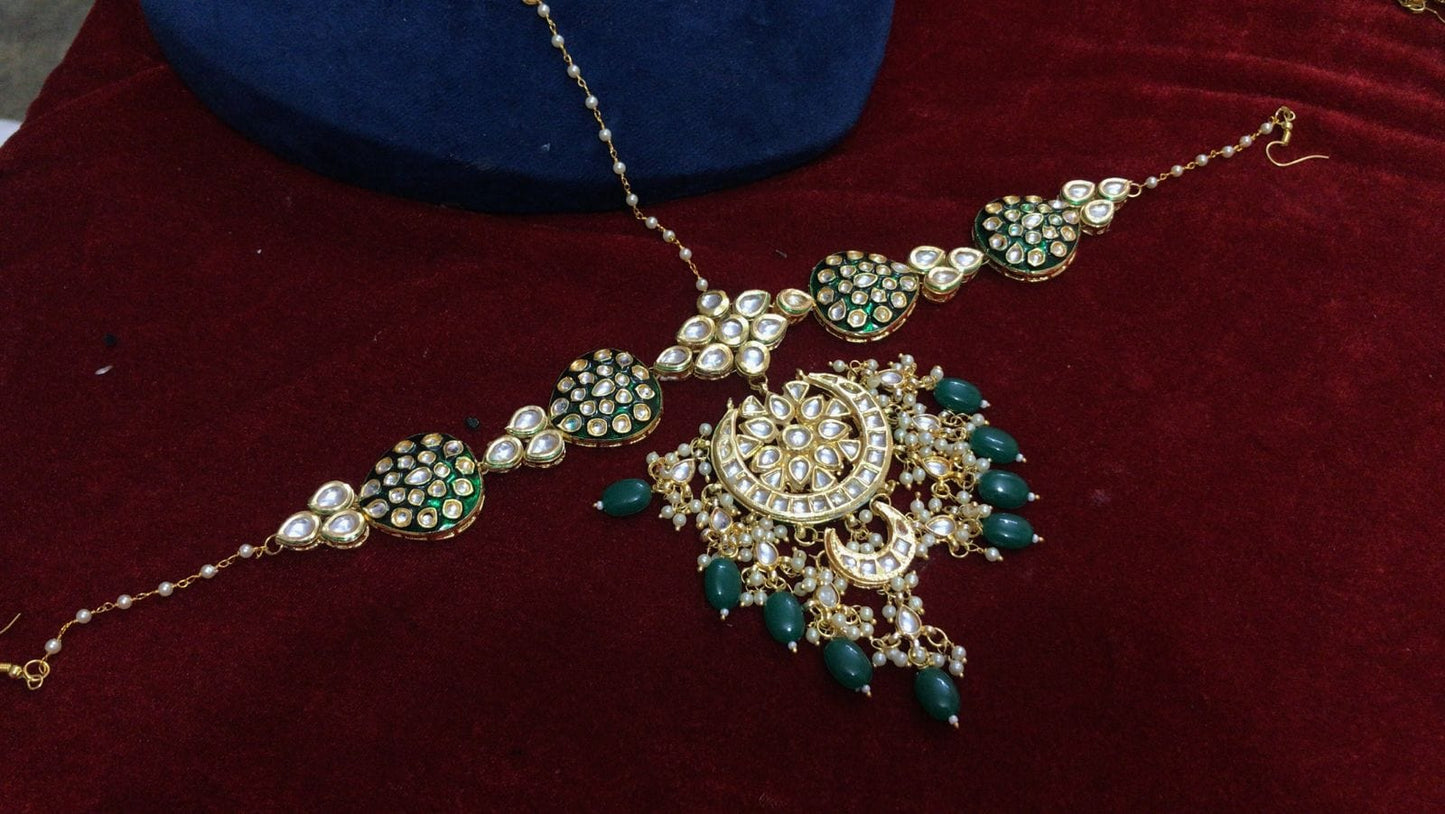 LV Maangtikka ZEVAR I Royal Accents Kundan Bridal Mathapatti