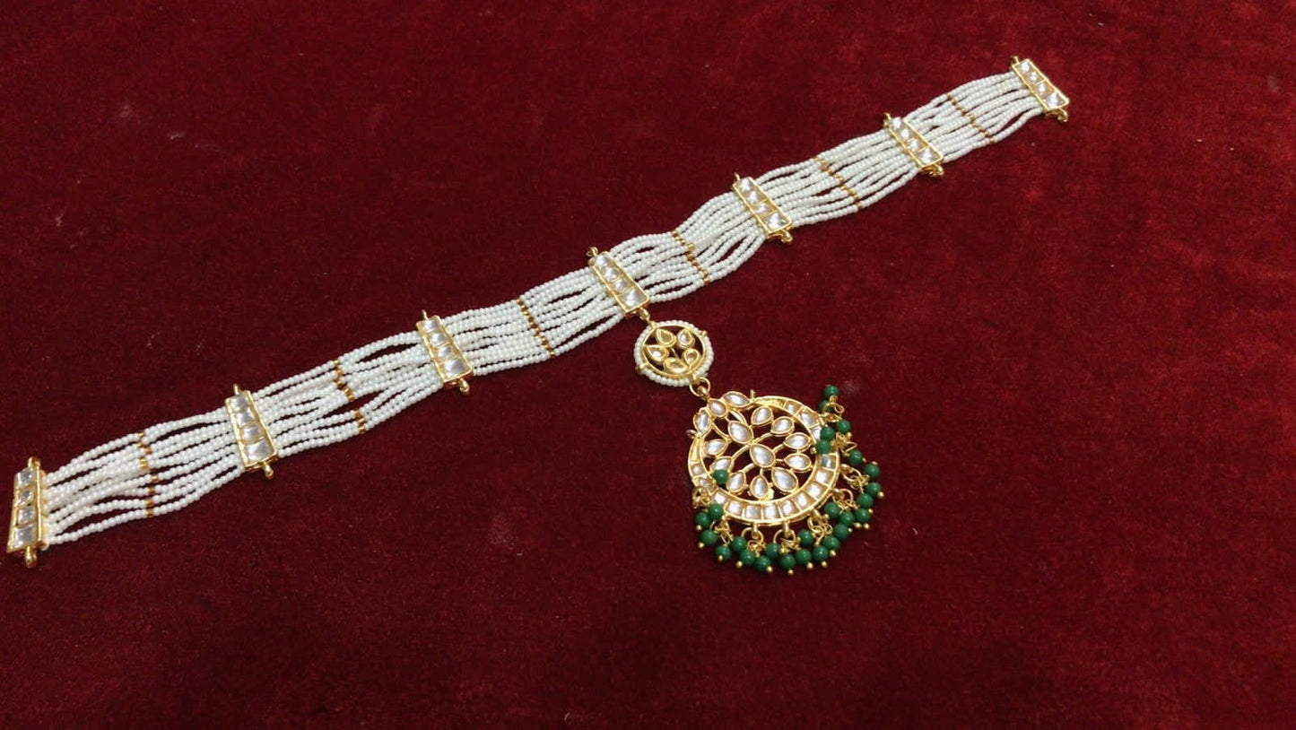 LV Mangtika Opulent Kundan and Pearl Wedding Maang Tikka