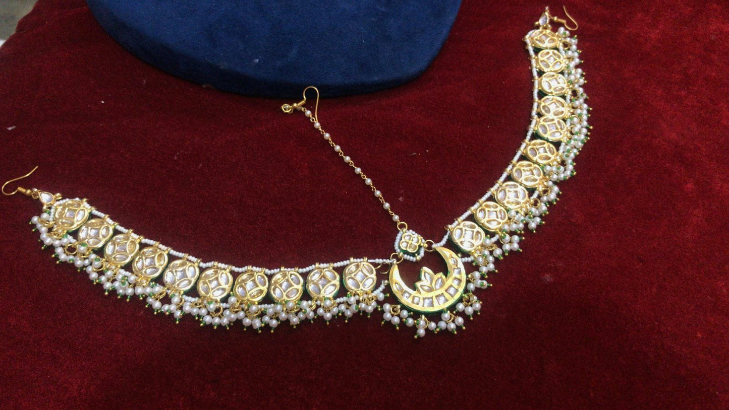 LV Mangtika Regal Kundan and Pearl Bridal Maang Tikka