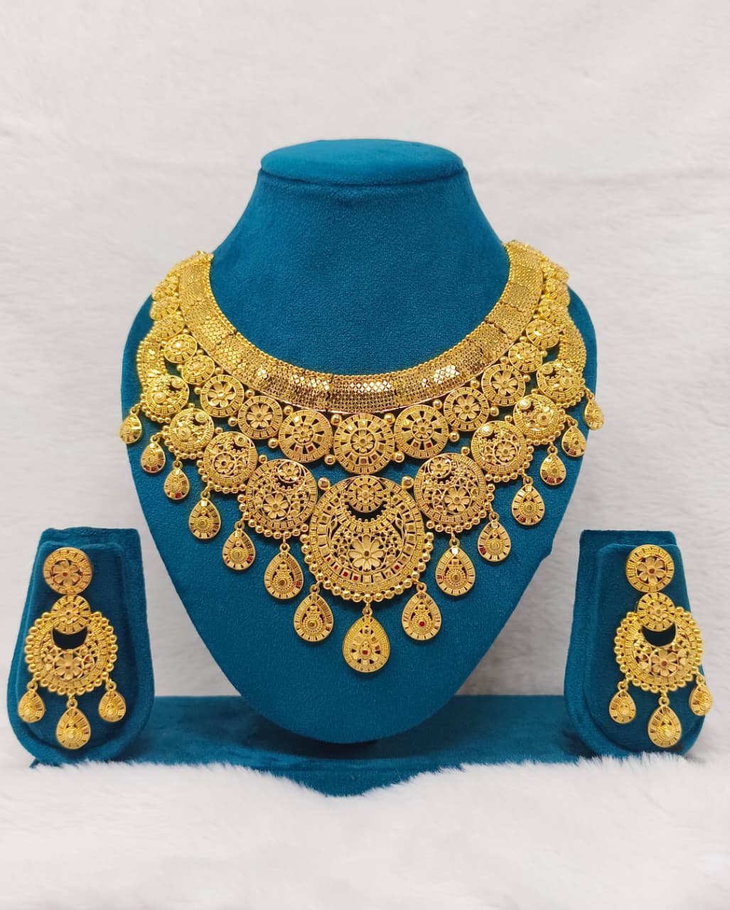 One Gram Gold Bridal Chandbali Choker Necklace Set with Earrings