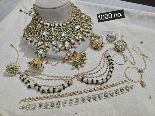 the Zevar Indian Bridal Jewelry Set Royal Kundan Bridal Choker Necklace Set with Jhumka Earrings and Pearl Accessories