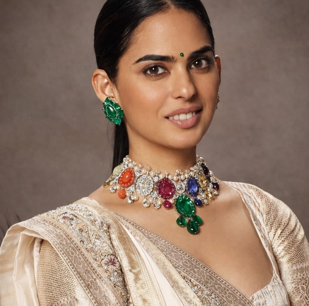 The Zevar Jewellery Bridal necklace Isha Ambani Inspiring Navratna Necklace