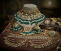 the Zevar Kundan Bridal Necklace Set Royal Emerald & Pearl Kundan Bridal Jewelry Set with Choker