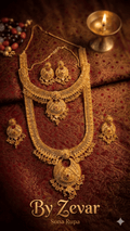 the Zevar Long Necklace Set With Matching Earring Gold-Plated Choker Set with Antique Filigree Detailing