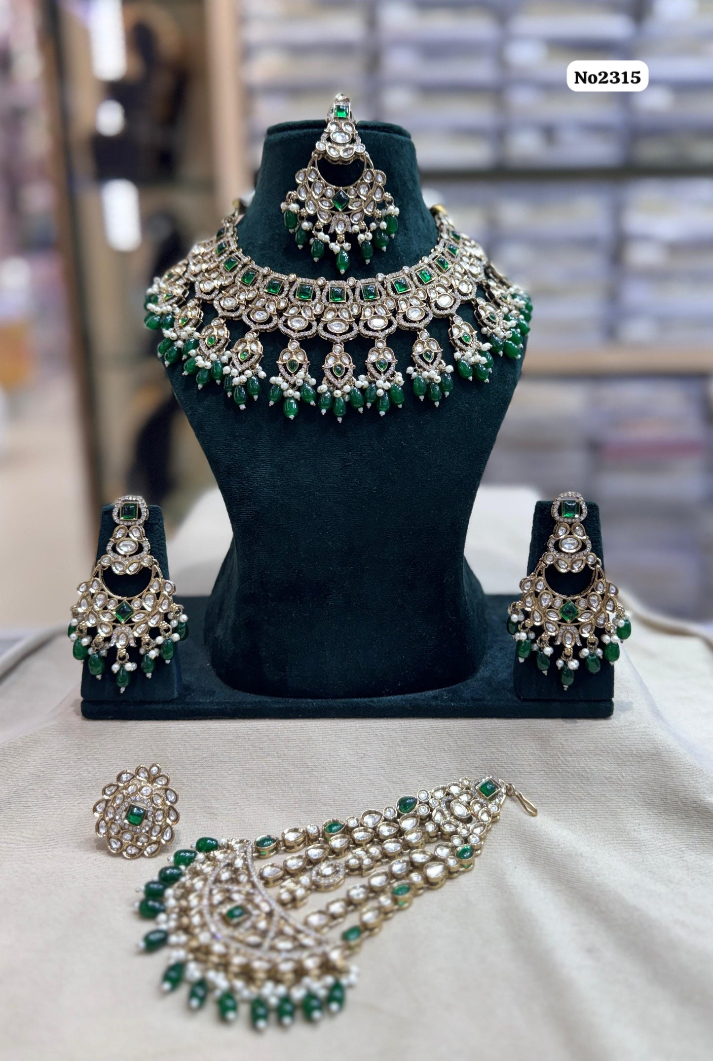 the Zevar polki bridal set The Royal Polki & Pearl Semi Bridal Wedding Ensemble Zevar Exclusive