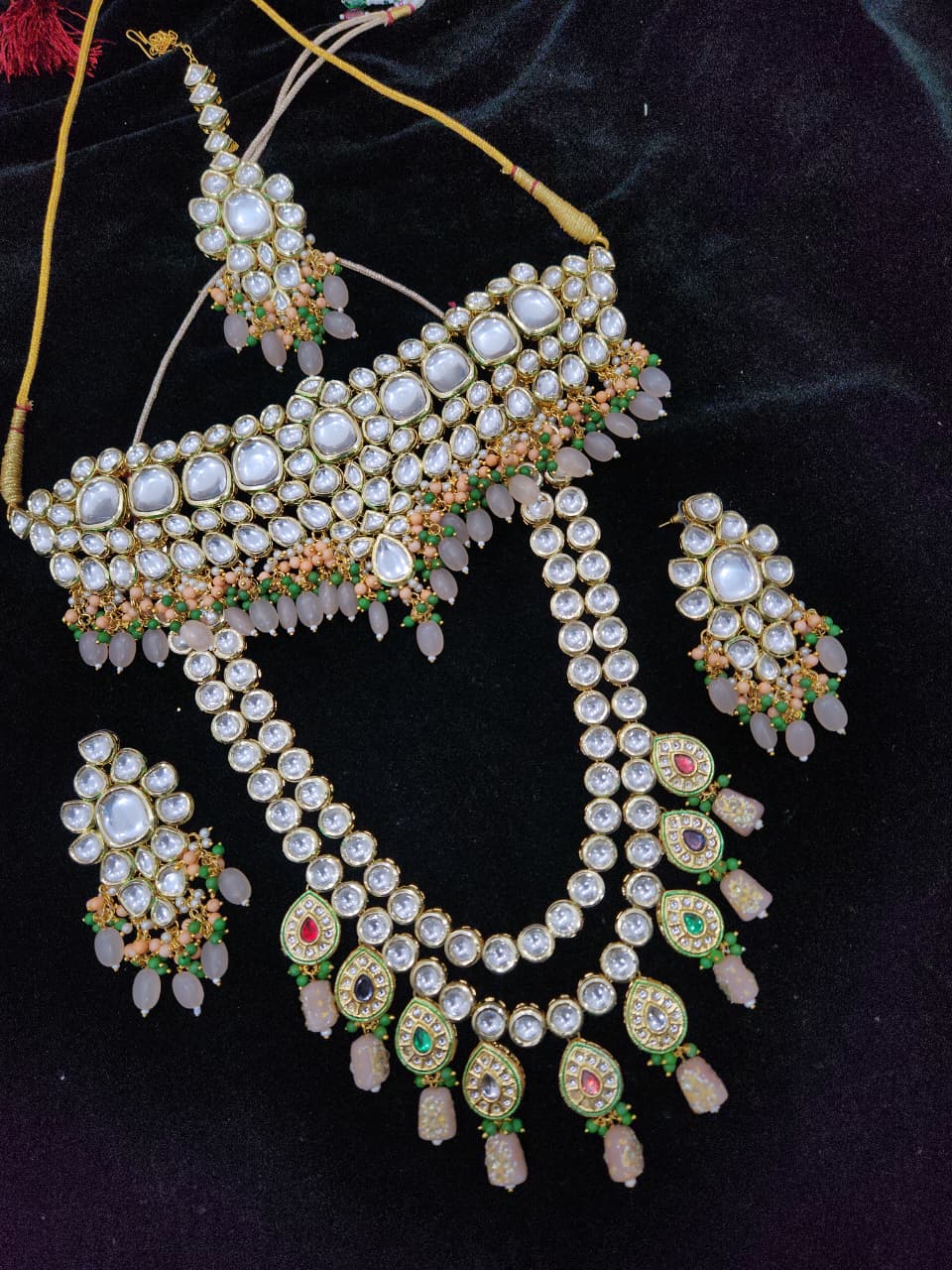 zbb Bridal necklace Beautifull Semi Bridal KUNDAN Choker Necklace with meenakari