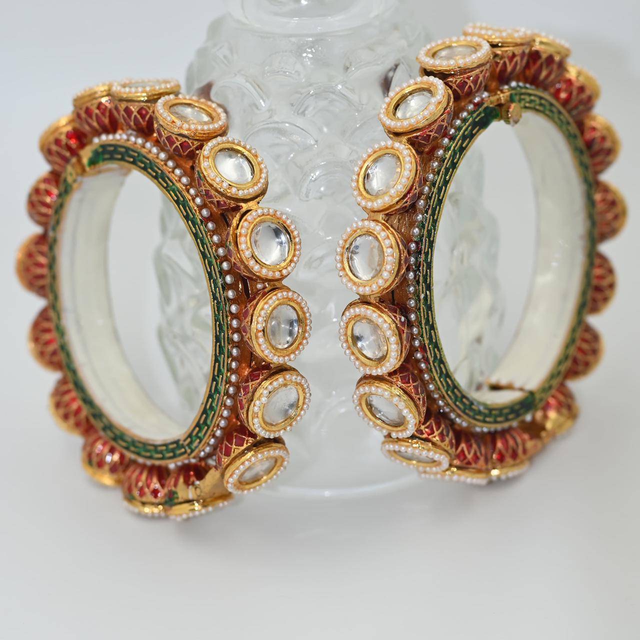 Zevar Bangles & Kada Exquisite Rajwadi Kundan Gold Plated Bridal Bangles