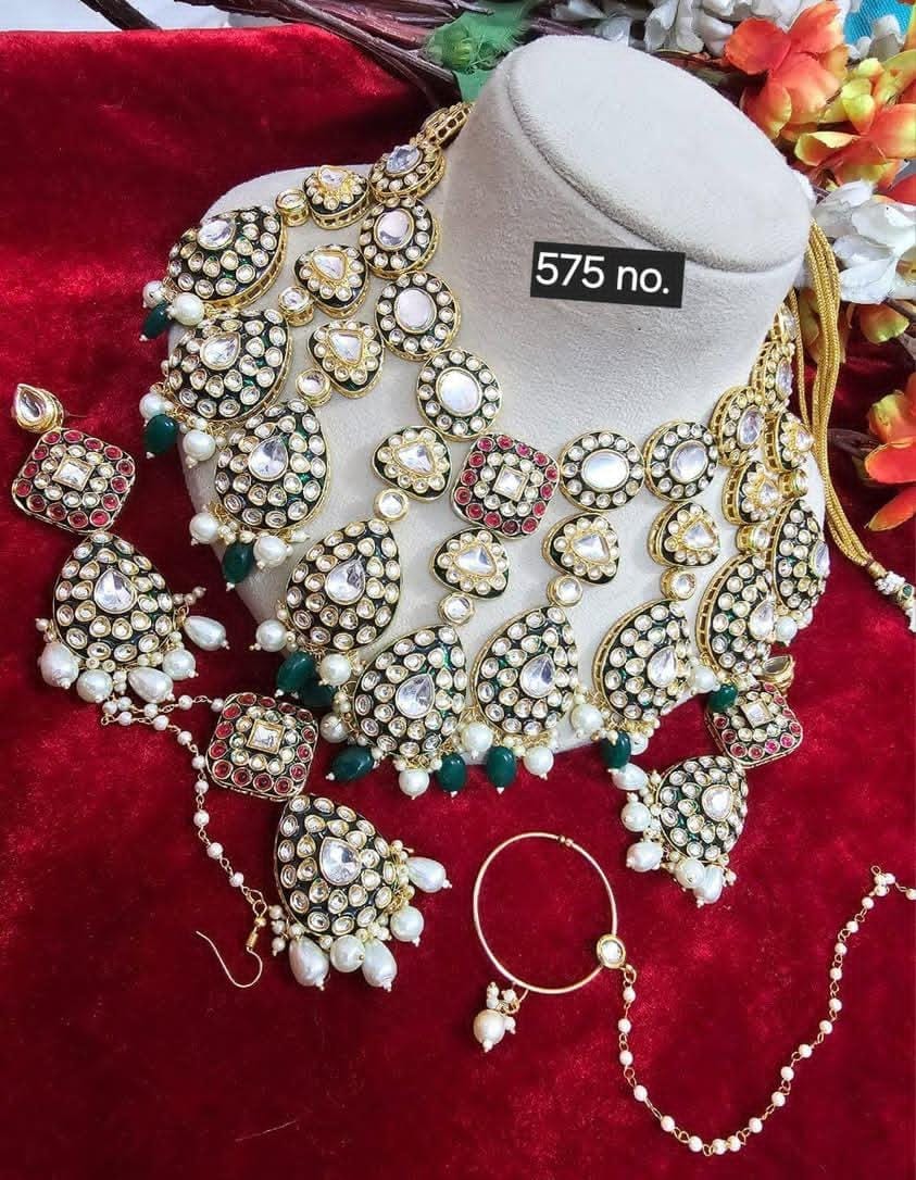 ZEVAR Heavy Kundan Bridal Jewellery Set Multi-Layer Choker