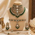 Zevar Bridal Jewellery Set Meherbaani Kundan Polki Bridal Jewellery Set – Emerald Green