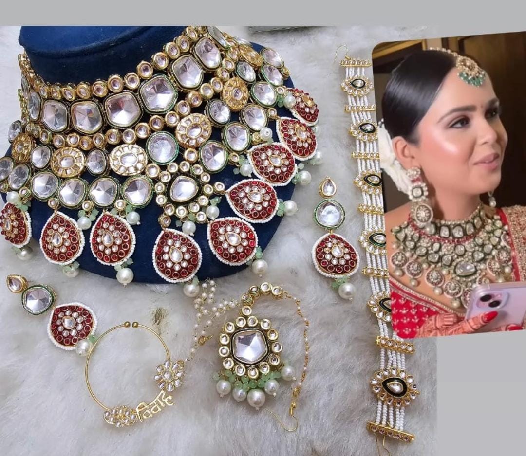 Elegant Maroon Kundan Choker Necklace Set Traditional Indian