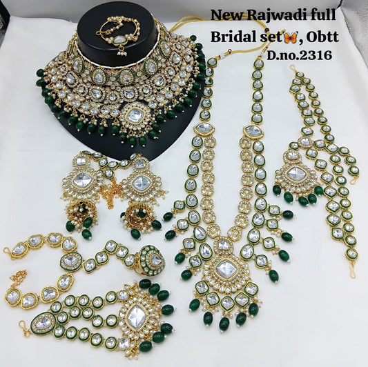 Zevar Bridal Jewelry Set Dark Green Heavy Kundan Full Bridal Set for Wedding – Traditional Indian Jewelry