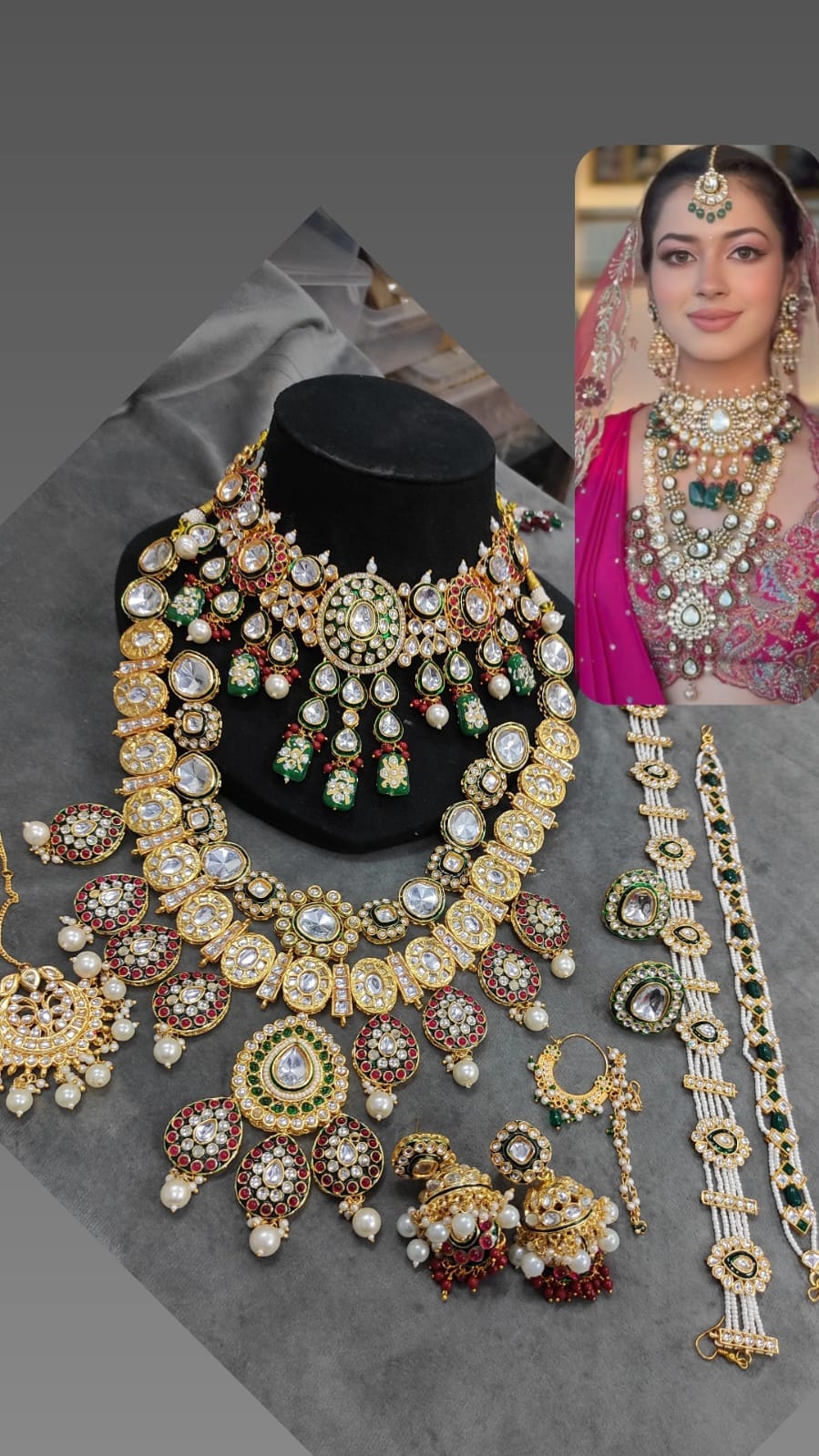 Zevar Bridal Jewelry Set Maroon Full Heavy Kundan Bridal Jewelry Set - Royal Bridal Jewellery