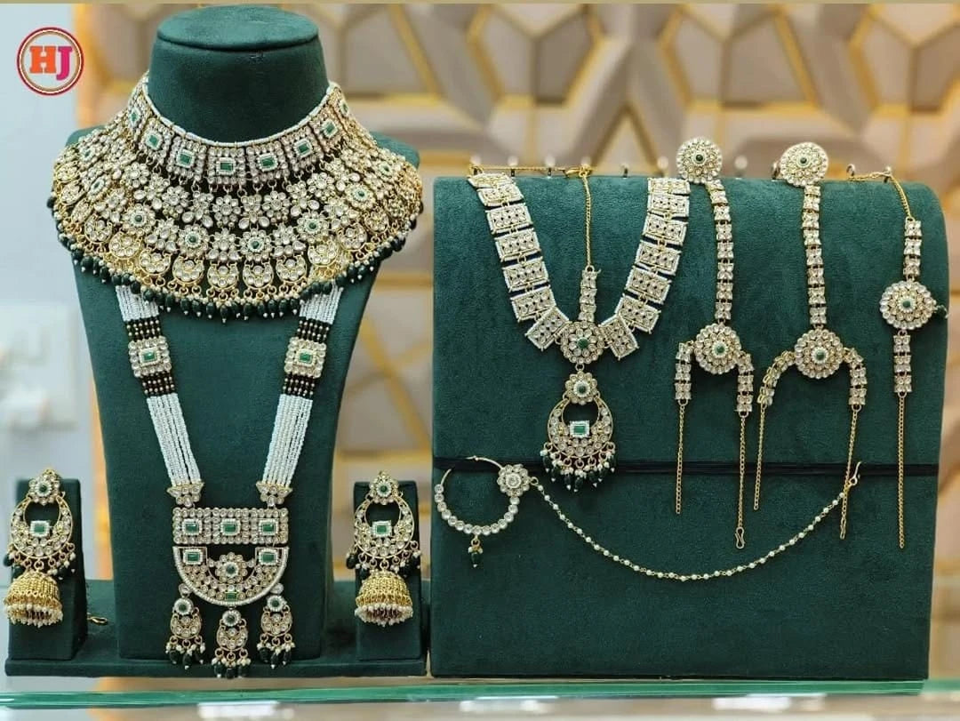 Zevar Bridal Jewelry Set Real Kundan Traditional Indian Bridal Set