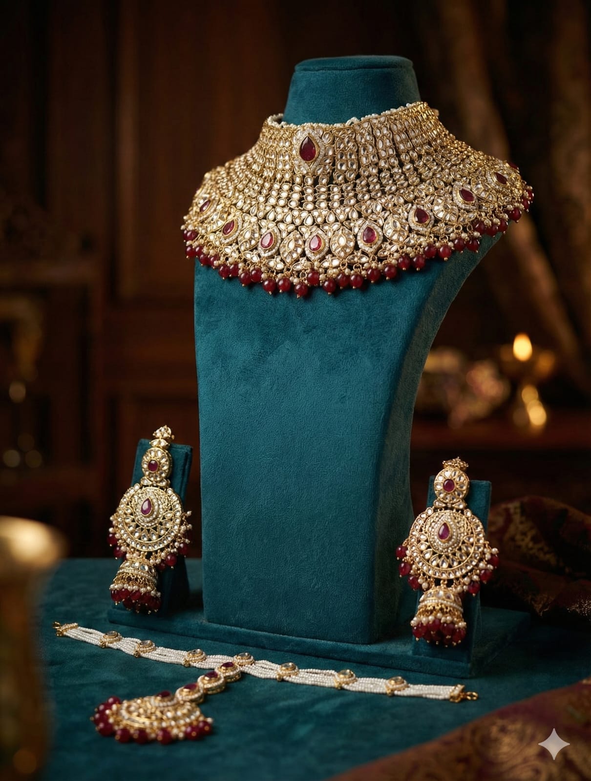Zevar Bridal Jewelry Set Royal Kundan Bridal Set | Gold Plated Luxury Jewellery