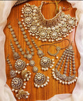 Zevar Bridal Jewelry Set White Kundan Bridal Jewellery Set for Weddings – Traditional Indian Jewelry