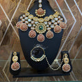 Zevar Bridal necklace Maroon Colour Meenakari and Kundan Stone Heavy Necklace Set