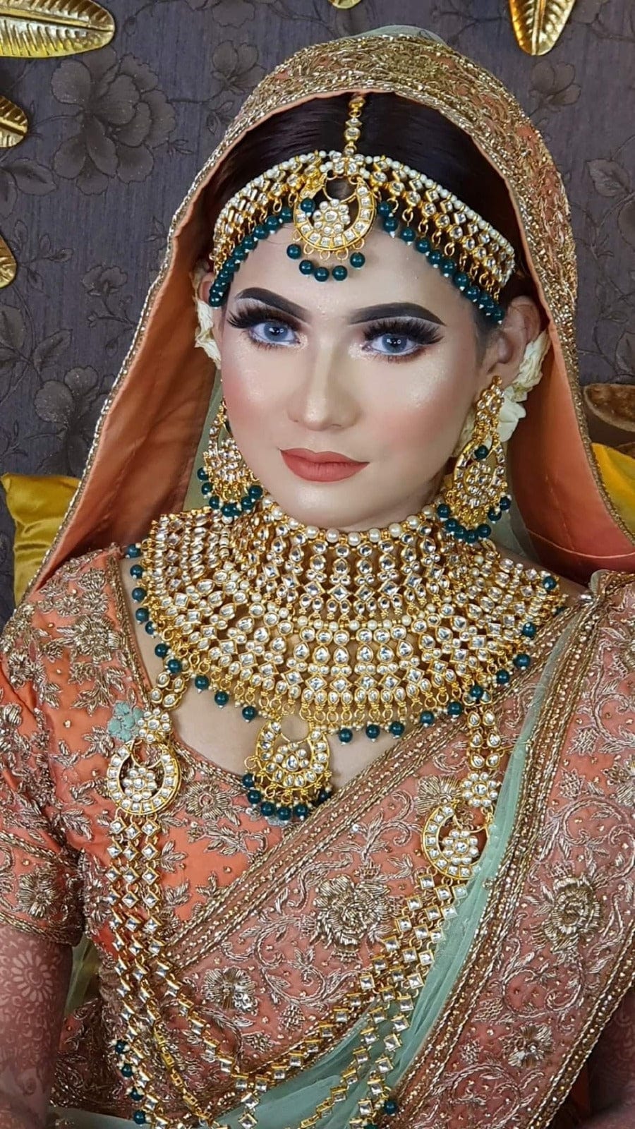 ZEVAR Red Stone Studded Pearl Bridal jewellery Set By Zevar