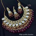 Zevar Choker Necklace Dark Maroon Exquisite Kundan Choker Necklace - Traditional Indian Bridal & Festive Jewelry