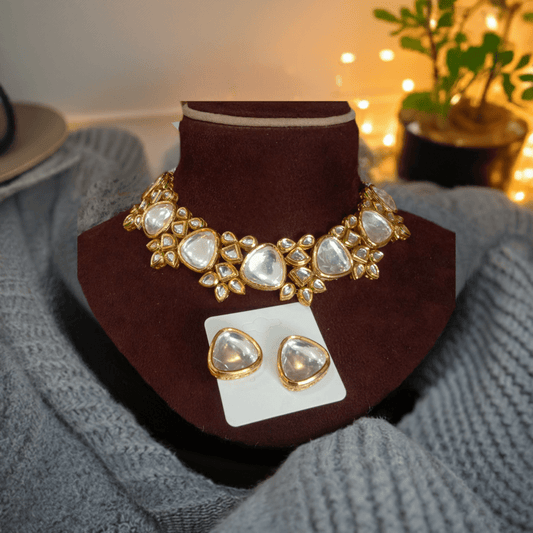 Zevar Choker necklace Elegant Kundan Bridal Necklace Set with Meenakari Work