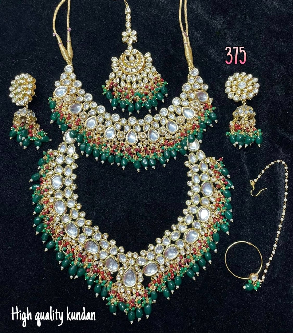 Exquisite Gold Plated Kundan Choker Necklace Set with Earrings Maang Tikka for Women
