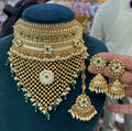Zevar Choker Necklace Green Grand Choker Style Necklace With White Stone And Green Beads