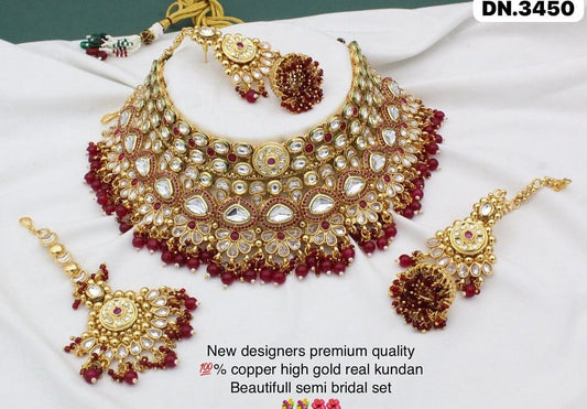 Zevar Choker necklace Maroon Copper Kundan Choker Necklace Set with Exquisite Craftsmanship