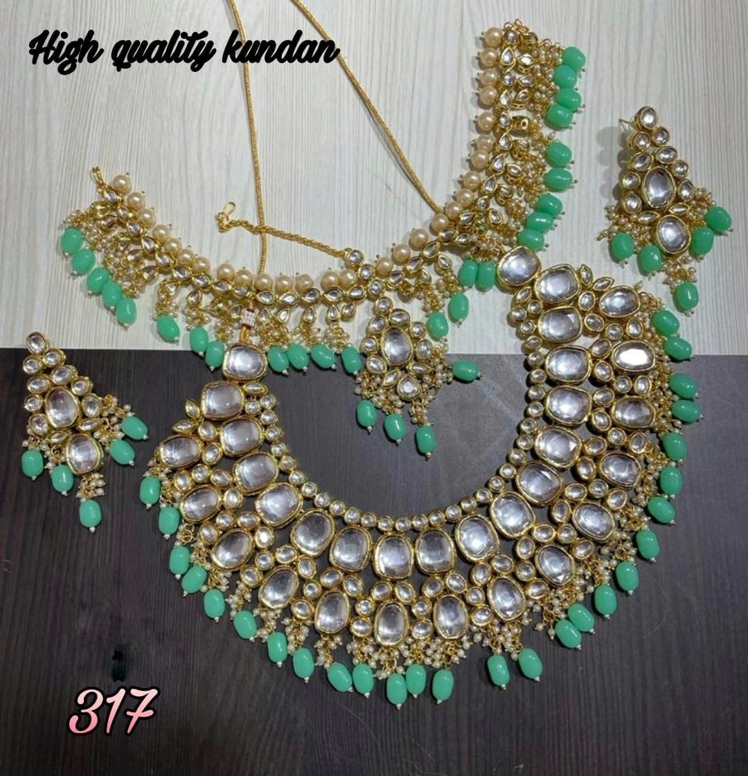 Zevar Choker Necklace Mint Green Exquisite Gold-Plated Kundan Chokhar Necklace Set with Earrings | Traditional Indian Bridal Jewelry