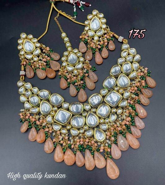 Zevar Choker Necklace Pitch Exquisite Kundan Deepneck Choker Necklace by Zevar | Bridal & Festive Indian Jewelry