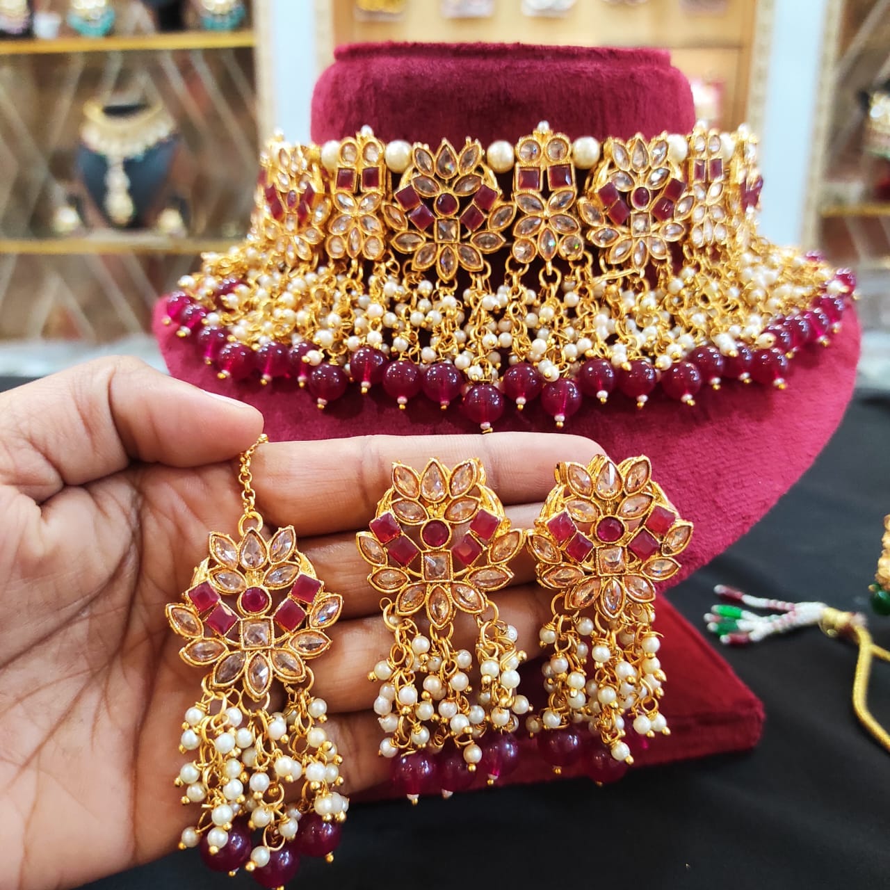 Premium Rajwadi Choker Necklace Set Exquisite Indian Bridal