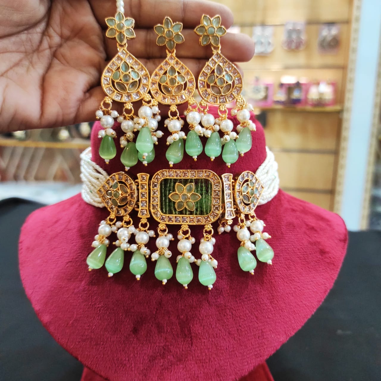 Zevar Choker Necklace Rajwadi Polished Choker Necklace Set – Premium Quality Traditional Bridal Jewelry