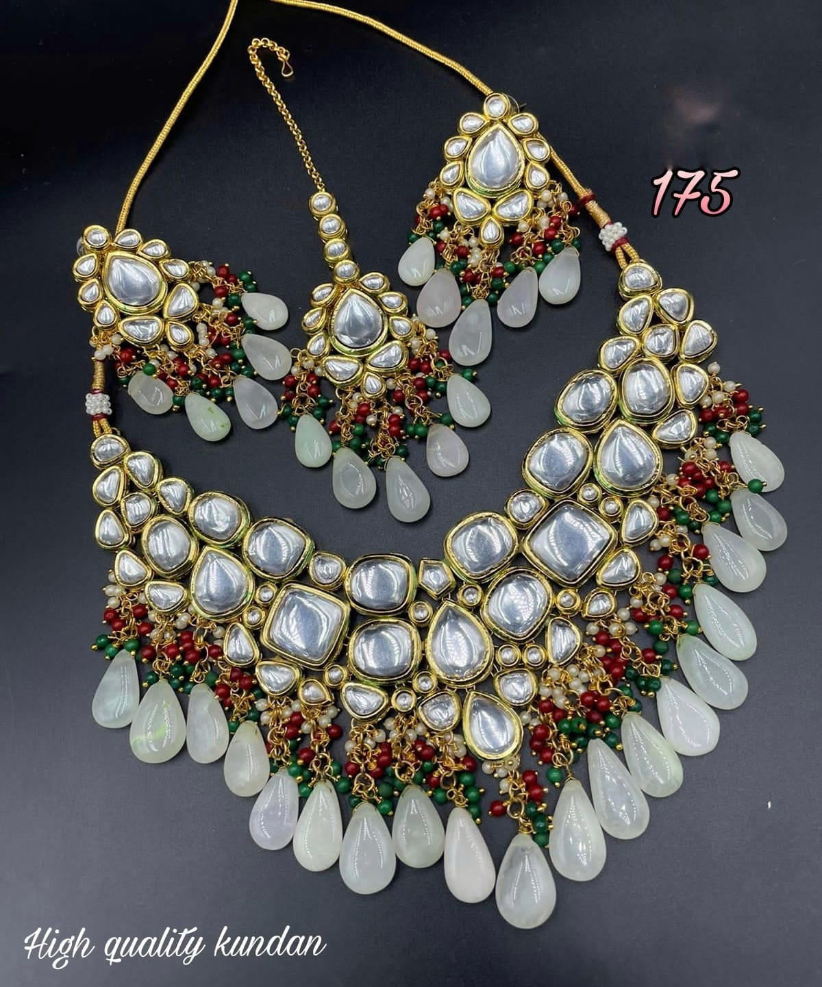 Zevar Choker Necklace White Exquisite Kundan Deepneck Choker Necklace by Zevar | Bridal & Festive Indian Jewelry