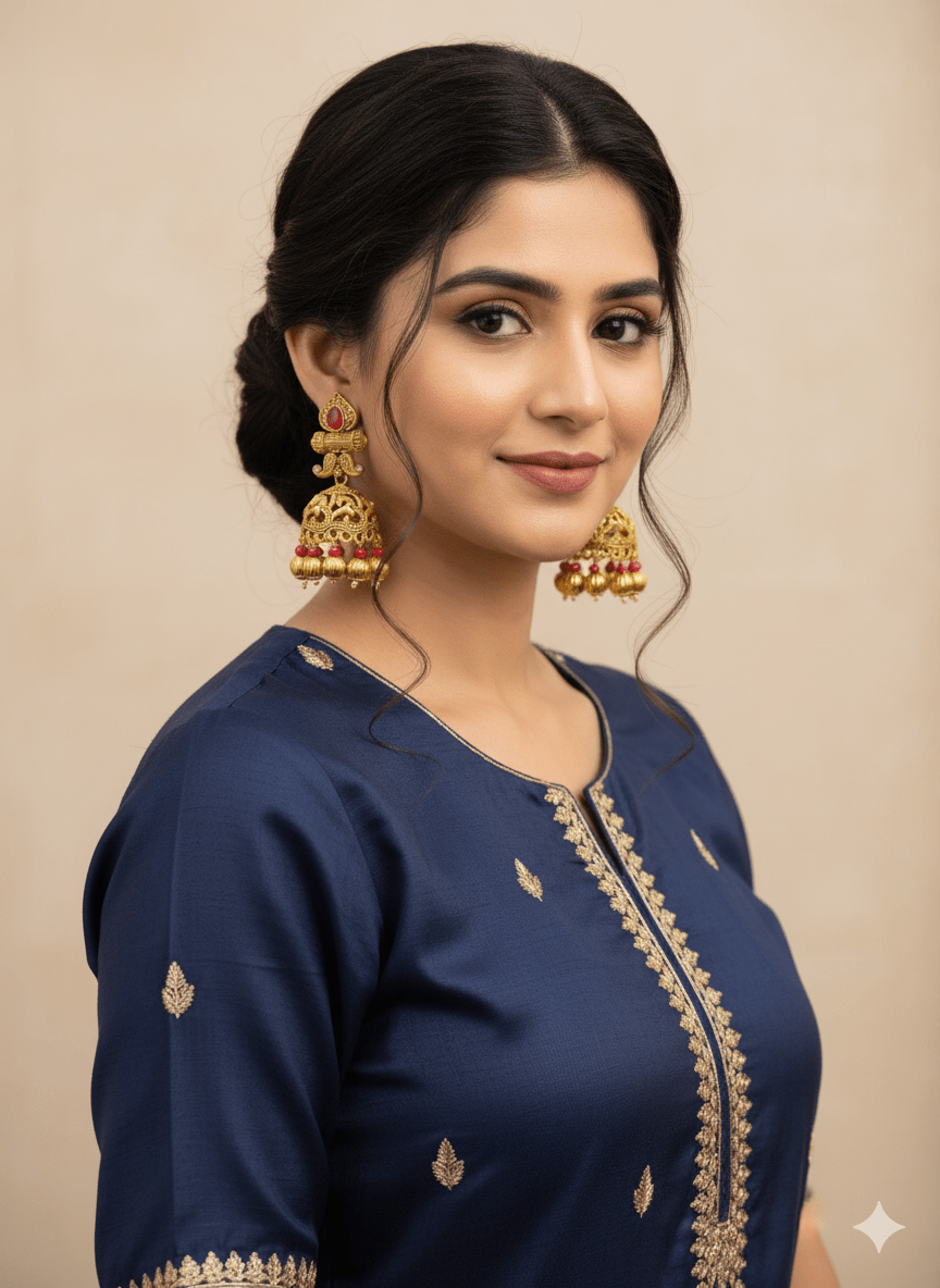 Zevar Earrings ZEVAR I Brass Gold Kundan Earrings Set