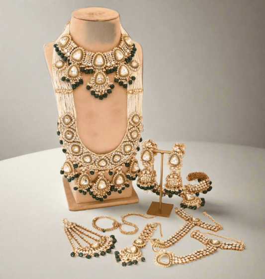 Zevar Full bridal jewellery Green unique set
