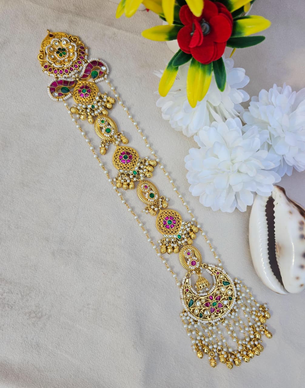 Zevar Hair Accessories Premium Pachi Kundan Choti Hair Accessory by Zevar