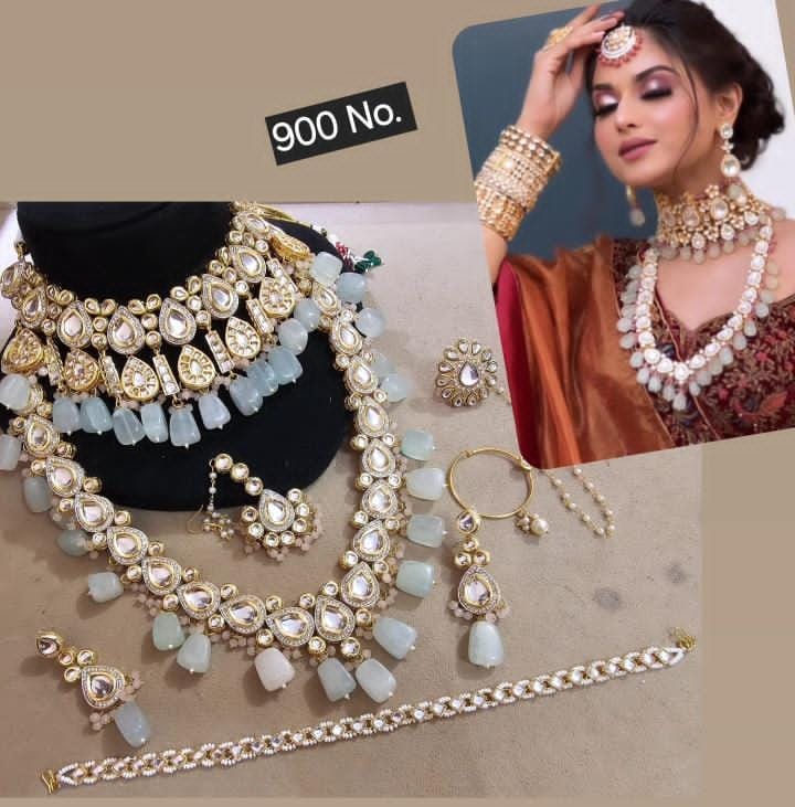 Zevar Jewelry Luxury Green Kundan Bridal Set for Dulhan