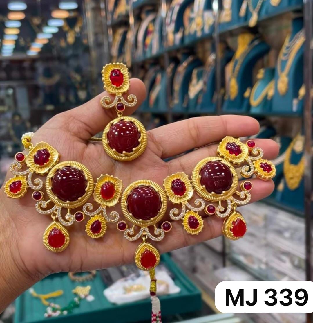 Zevar Jewelry > Necklace > Choker Maroon Premium Jadau Polki Choker Necklace | Handcrafted Indian Jewelry