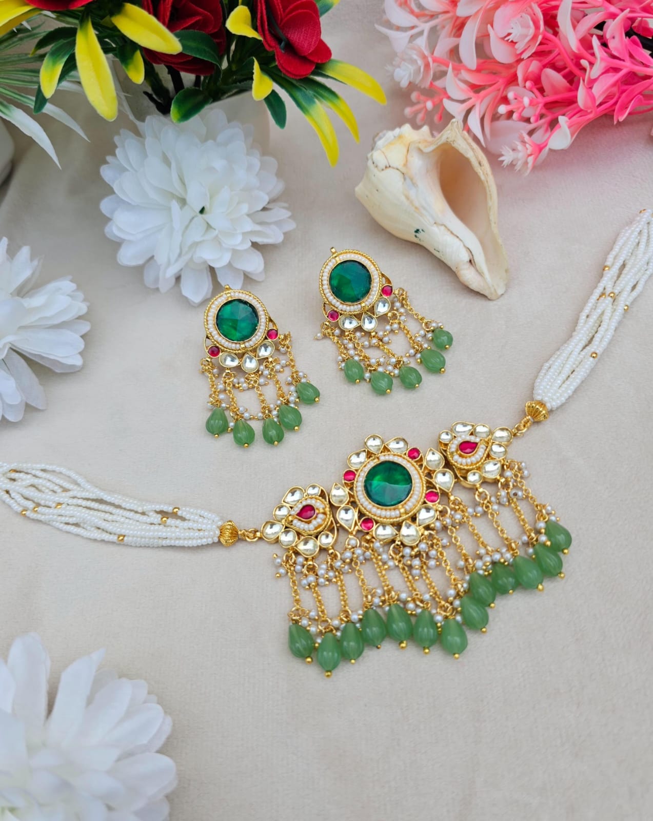 Zevar Jewelry Set Pachi Kundan Real Choker Necklace Set | Traditional Indian Jewelry