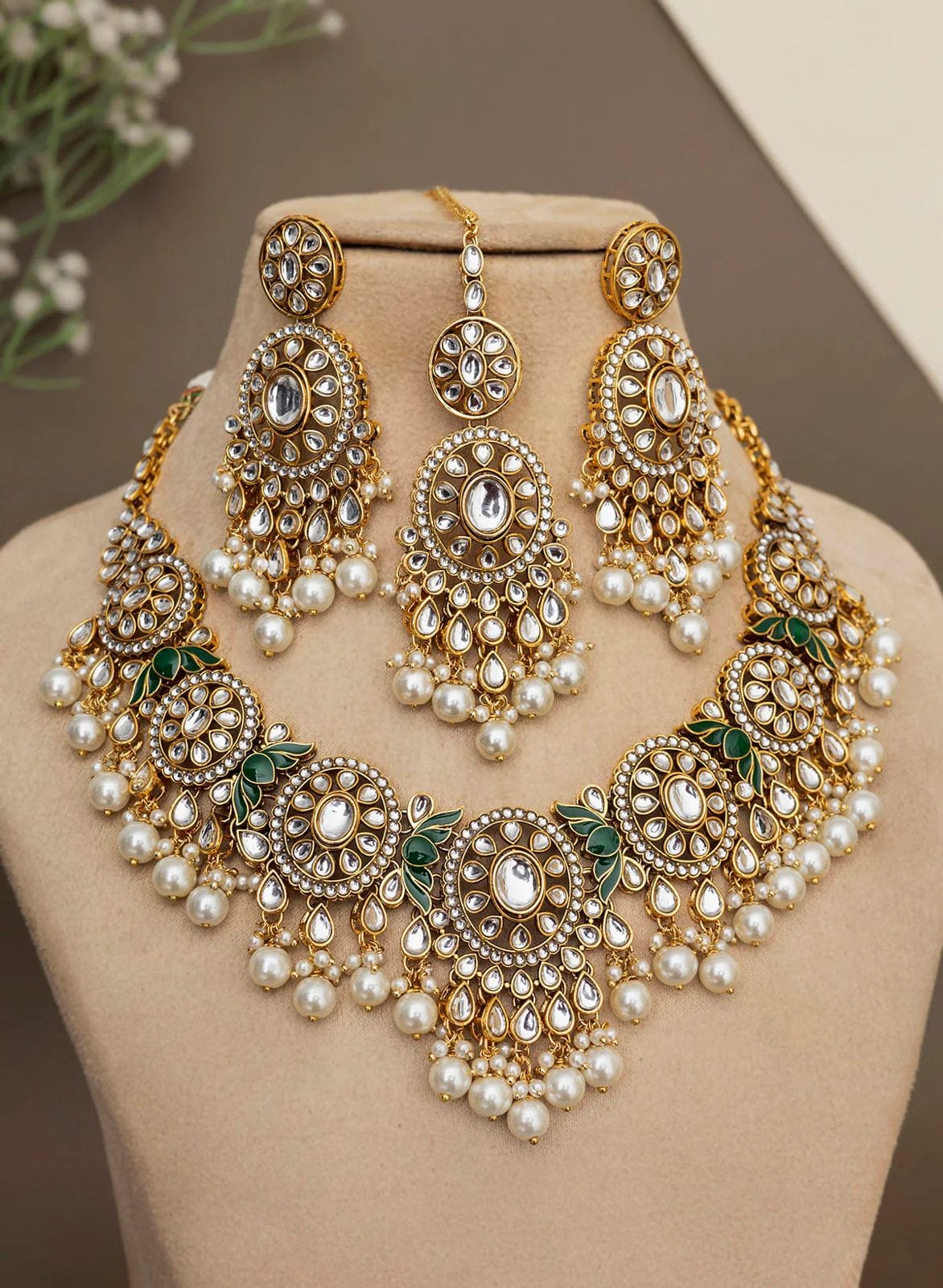 Zevar Jewelry Set White Designer Choker Necklace Set - Elegant Jewelry for Women