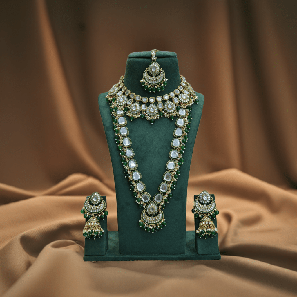 Zevar Kundan Bridal Jewellery Adorable Green Kundan Jewellery Set
