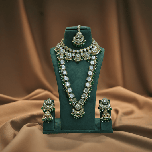 Zevar Kundan Bridal Jewellery Adorable Green Kundan Jewellery Set