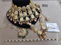 Zevar Kundan Bridal Jewellery Gold-Plated Kundan Bridal Set with Peach and Green Beads