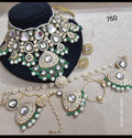 Zevar Kundan Pulki Bridal Jewelry Set Kundan Pulki Bridal Jewelry Set With Pearls And Green Beds