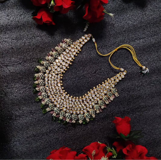 zevar Long necklace Stunning Long Kundan Back Side Meenakari Necklace