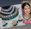 Zevar Necklace Dark Green Multi-Layered Heavy Kundan Choker Necklace