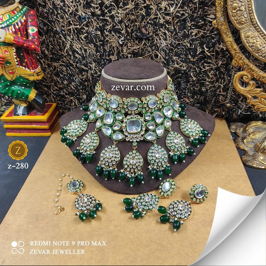 Zevar Necklace Emerald Oasis Choker Set by Zevar Jewellery