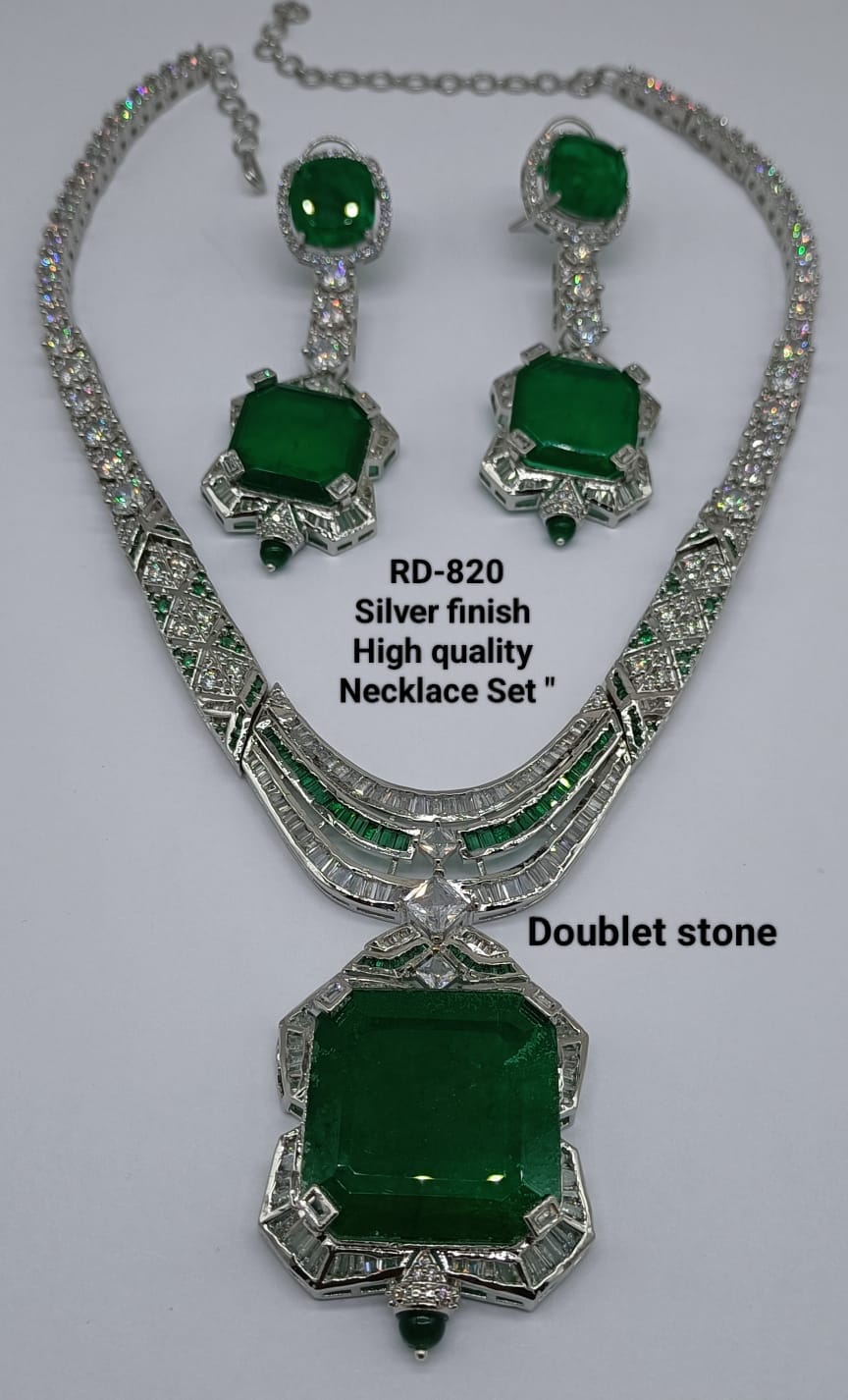 Zevar Necklace Emerald Royalty Statement Necklace Set – Inspired by Priyanka Chopra's Met Gala Look