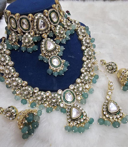 Zevar Necklace Green Kundan Bridal Set: Timeless Elegance for Your Special Day