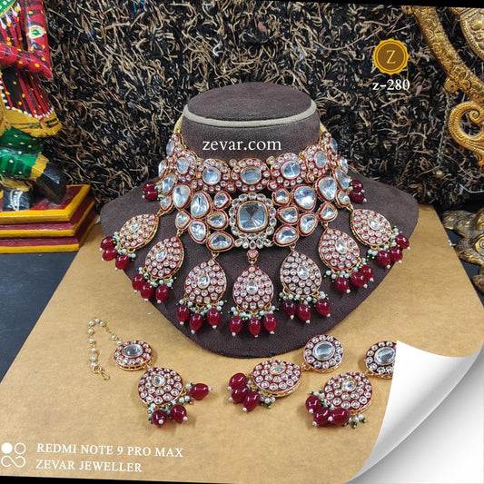 Zevar Necklace Ruby Radiance Choker Set by Zevar Jewellery